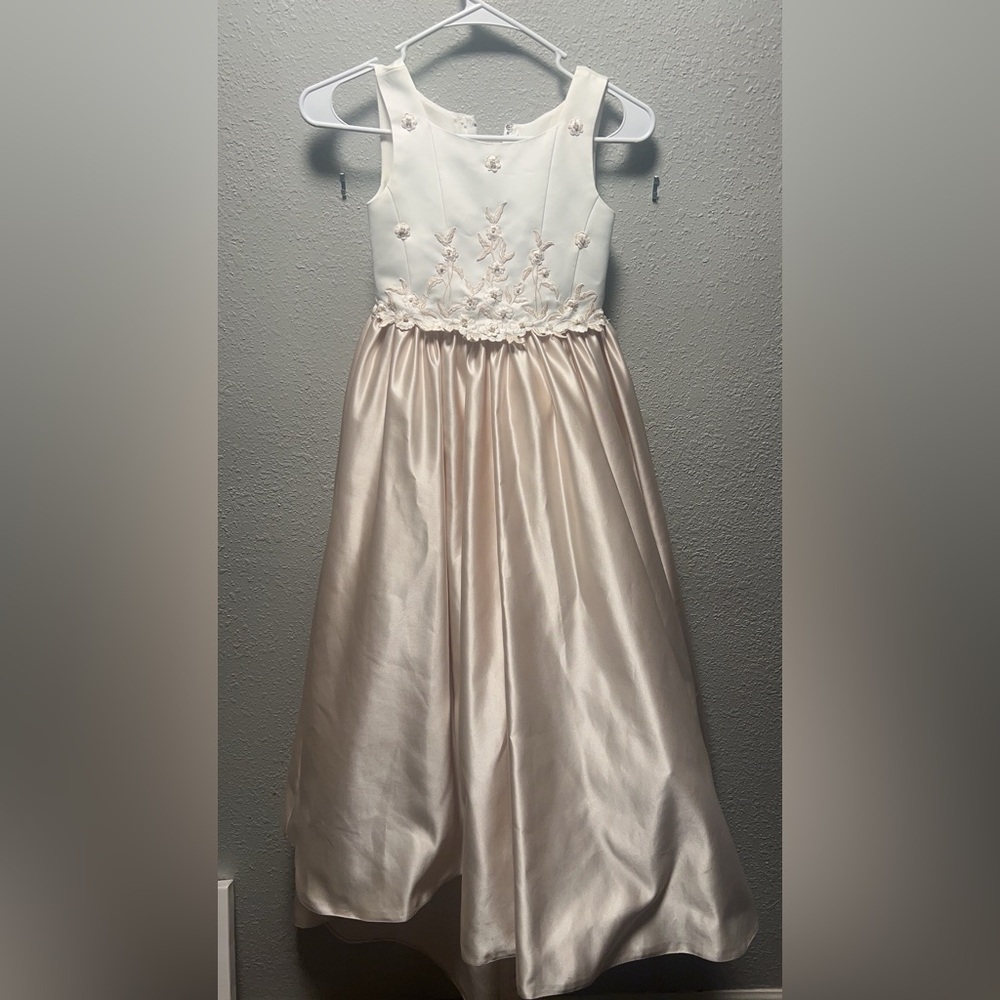 Mon Cheri Cream and White Formal Kids Dress